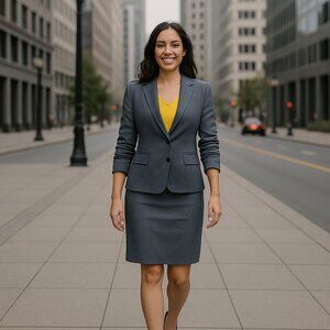 Gianni Bini Gray Skirt Suit Set – Blazer & Skirt – Size 10